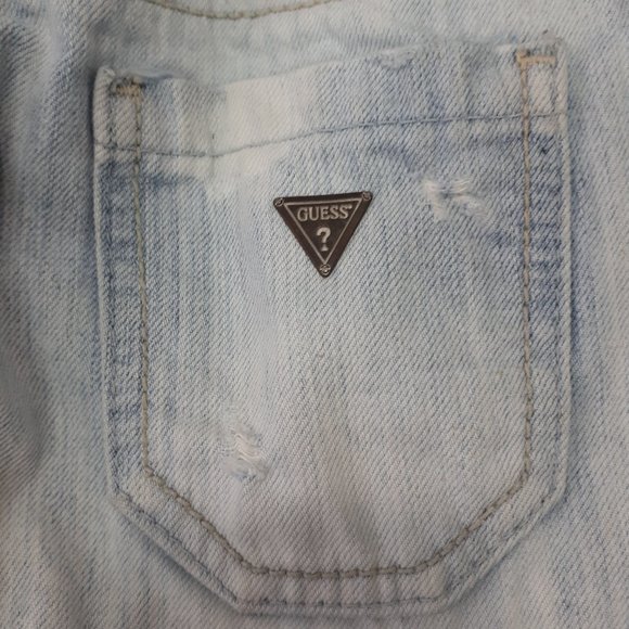 GUESS Distressed Light Wash Denim Jean Mini Skirt - Picture 7 of 12